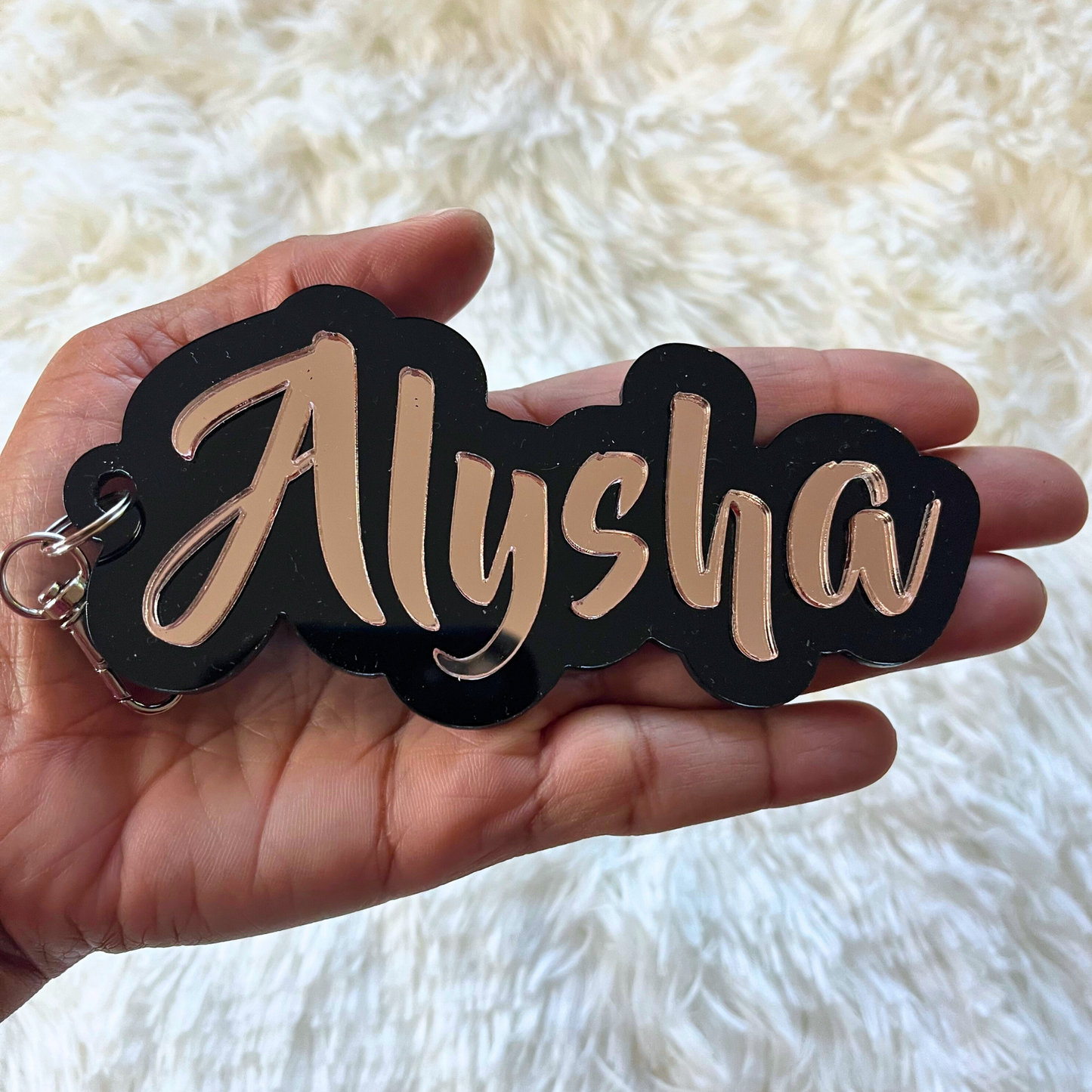 Custom Acrylic Mirror Name Tag Key Chain