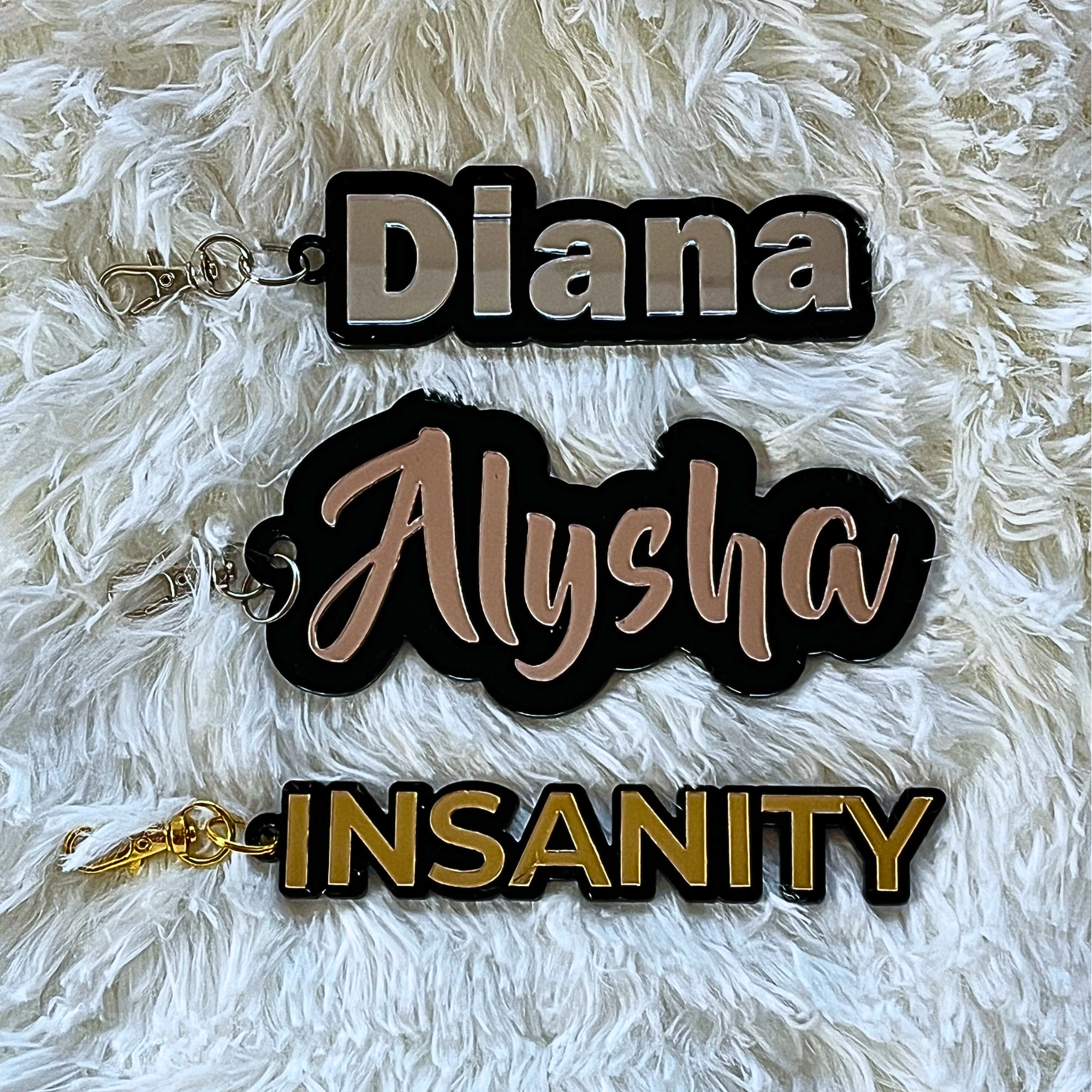 Custom Acrylic Mirror Name Tag Key Chain
