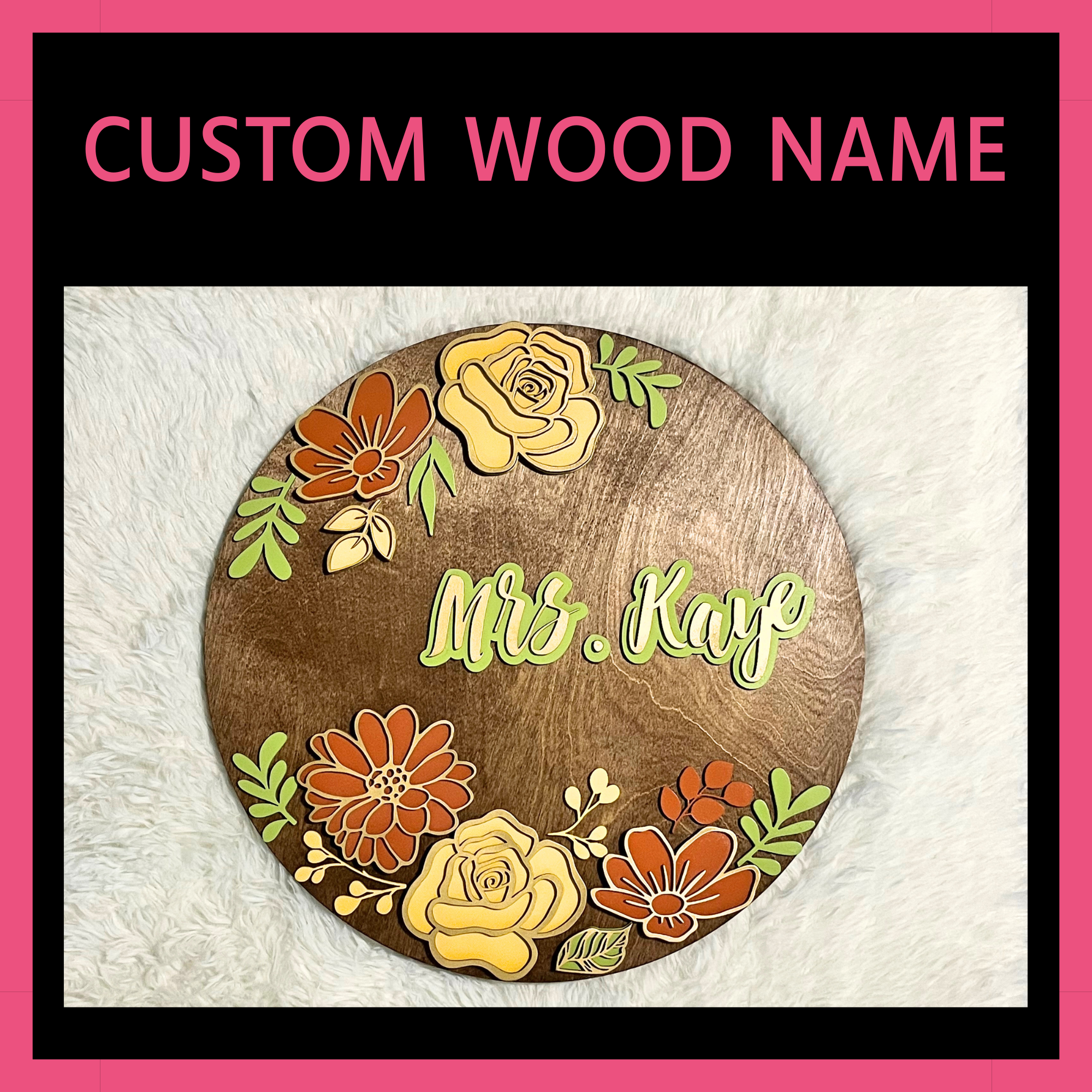 Custom Layered Round Wooden Name Sign