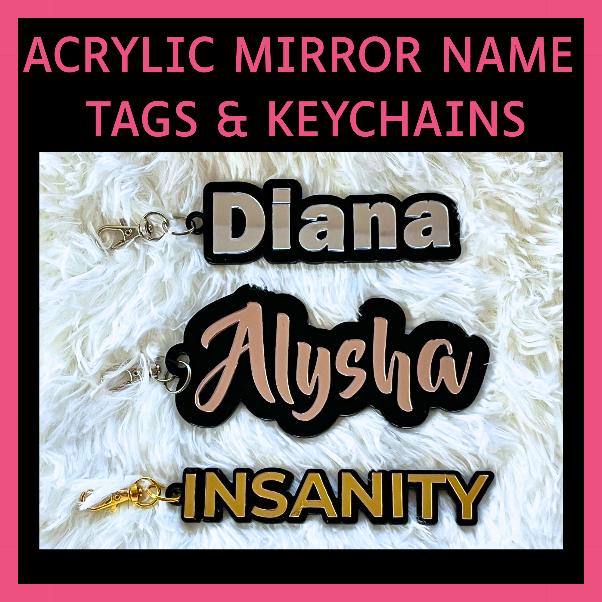 Custom Acrylic Mirror Name Tag Key Chain