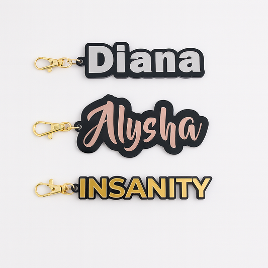 Custom Acrylic Mirror Name Tag Key Chain