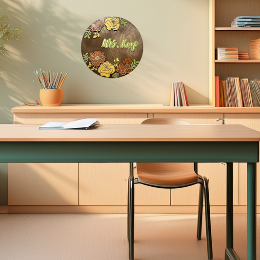 Custom Layered Round Wooden Name Sign